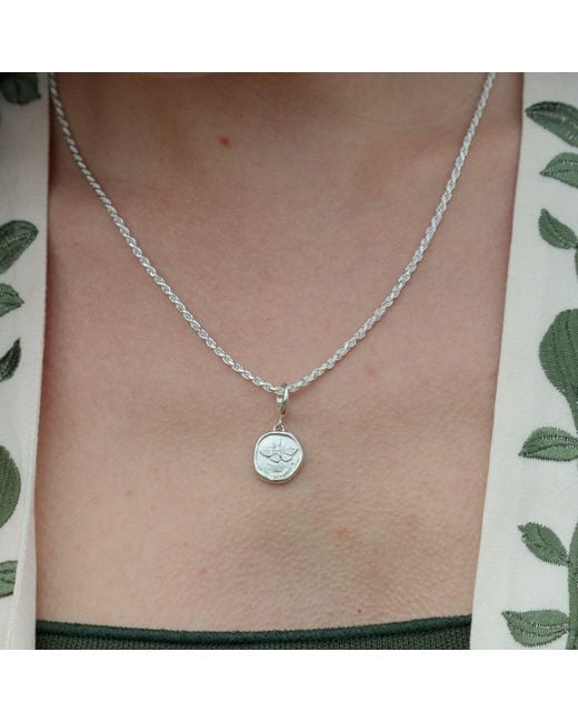 Lily Charmed Metallic Sterling Manifest Change Charm Necklace With Twisted Rope Chain