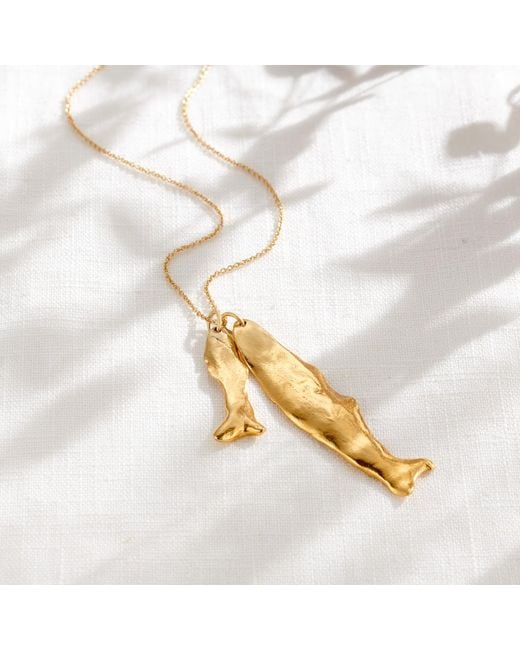 Posh Totty Designs Metallic Big Fish Little Fish Fortune Pendant Necklace