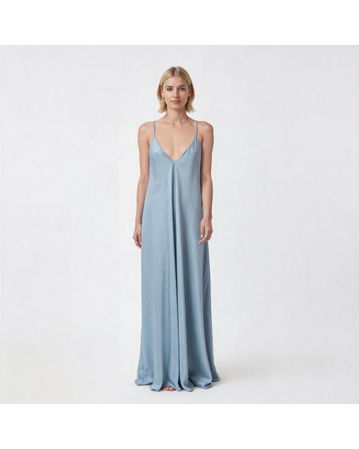 Janara Jones Sky Mariella Satin Maxi Dress in Blue | Lyst