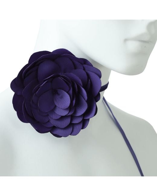 2KStyle Blue Misha Satin Effect Flower Choker And Brooch