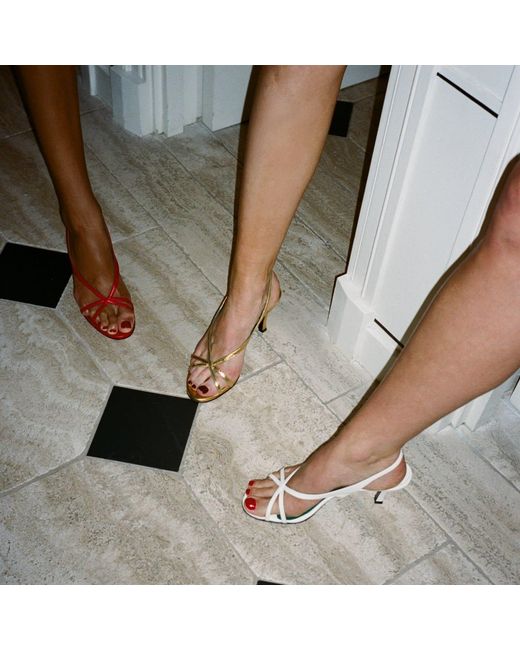 Florrie Metallic Matilda 75Mm Leather Strappy Sandal Ivory