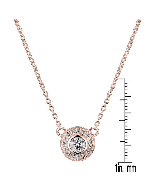 Genevive Jewelry Metallic Cubic Zirconia Sterling Silver Rose Plated Round Bezel Set Necklace