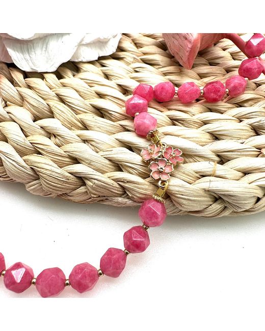 Farra Red Faceted Gemstone With Flower Pendant Necklace