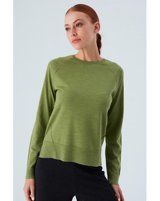 Peraluna Green Vanessa Slit Detailed Asymmetric Fine Pullover
