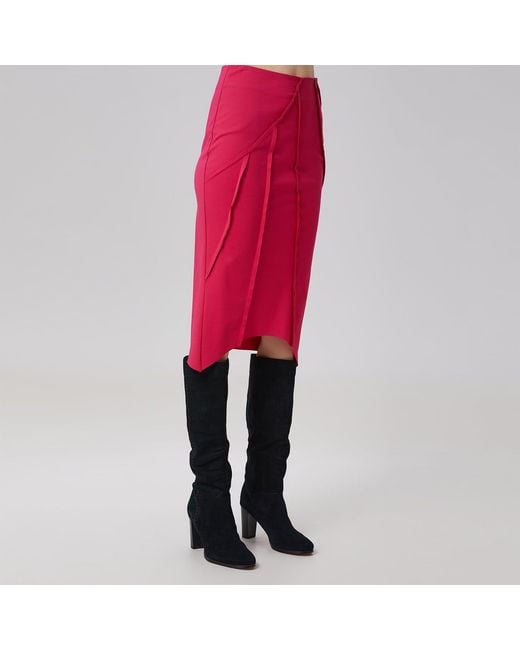 Smart and Joy Pink Asymmetric Structural Lines Skirt