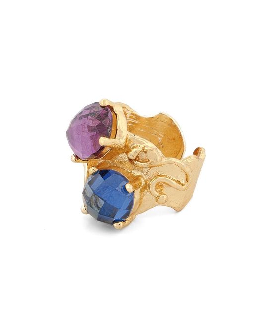 Ebru Jewelry Blue Mystic Duo Amethyst & Sapphire Statement Ring