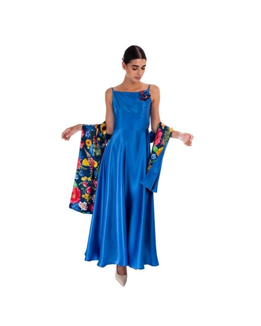 Sofia Tsereteli Blue The Rarefied Silk Gown With Scarf