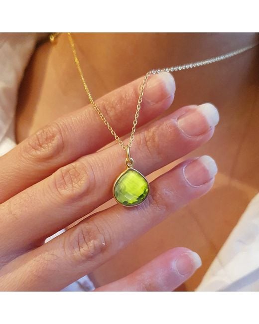 Harfi Yellow Vermeil Peridot August Birthstone Shiny Glow Necklace