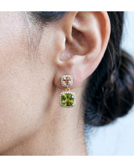 Uchi and Soto Metallic Shikaku Square Stone Drop Earrings