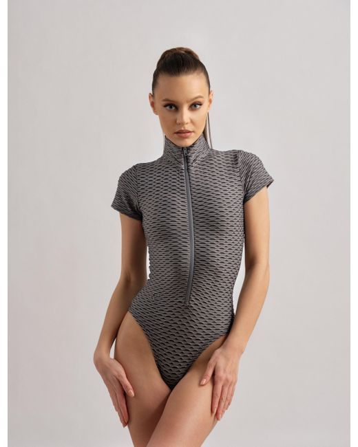 Tessitura Gray Patterned Bodysuit
