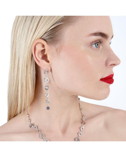 Lucy Quartermaine White Art Deco Halo Drop Earrings