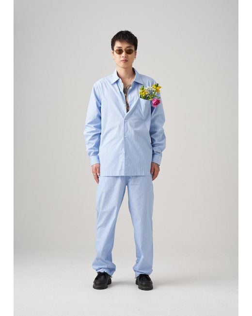 Éclectique Blue Striped Casual Pants for men