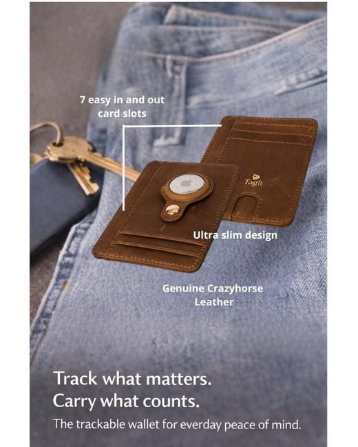 Tagit Brown Carry Smart Genuine Leather Airtag Wallet for men