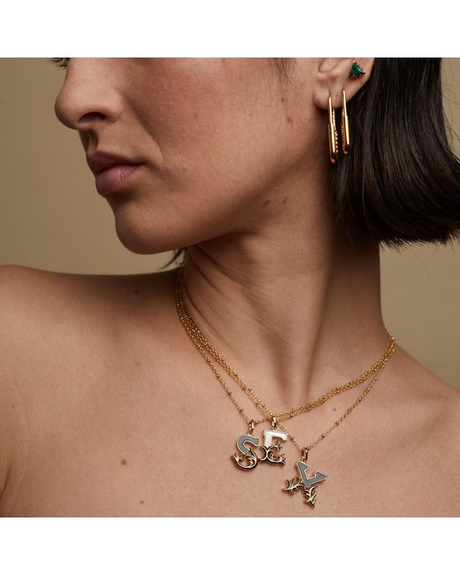 Kasun Metallic Solid P Initial Necklace With Mother Of Pearl