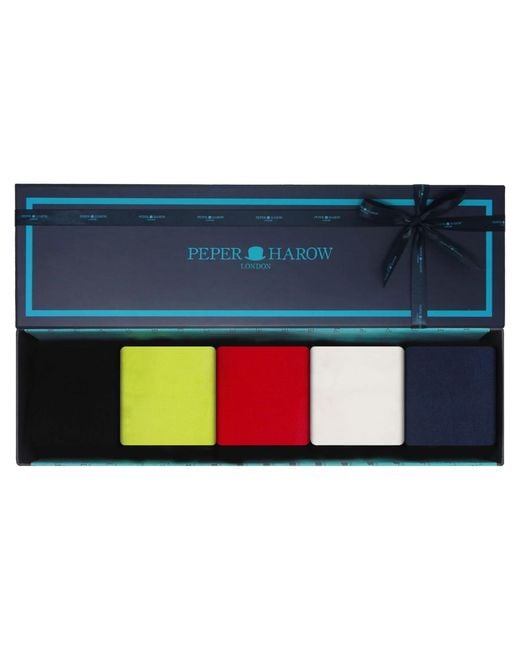 Peper Harow - Made in England Blue Organic Sport Trainer Socks Gift Box – Vibrant for men