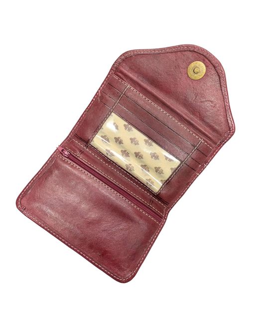 Berber Leather Red Small Leather Tri-Fold Purse Oxblood