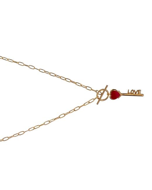 Ebru Jewelry Metallic Key To Love Enamel Necklace