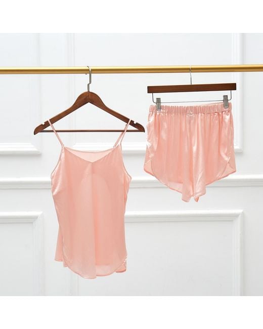 Soft Strokes Silk Pink Pure Mulberry Silk Petal Camisole, V Neck Spaghetti Strap Silk Charmeuse