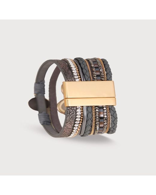 Saachi Black Golden Heart Druzy Bracelet for men