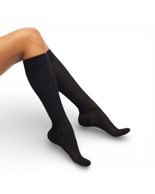 HIGH HEEL JUNGLE by KATHRYN EISMAN Black Everything's Fine Semi-Sheer Rib Knee Socks