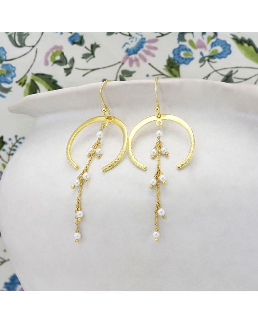 Isla Silver Metallic Handmade Moonlight Pearl Drop Earrings
