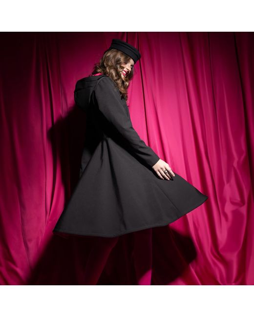 RainSisters Black Coat With Fuchsia Pink Lining: Pink Ruby