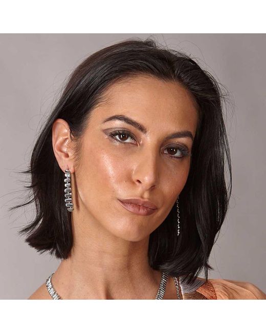 Lucy Quartermaine White Solid Sterling Egyptian Temple Long Earrings