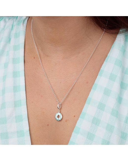 Lily Charmed Metallic Sterling Party Ring Charm Necklace With Enamel