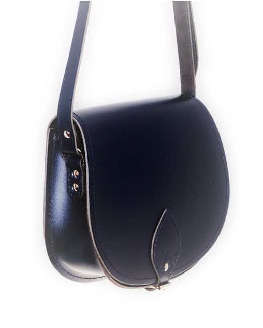 Zatchels Blue Handmade Leather Small Saddle Bag
