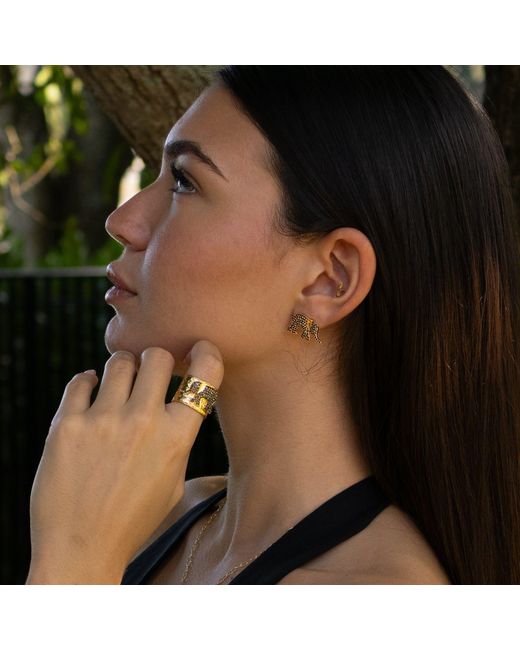 Ebru Jewelry Metallic Guardian Elephant Stud Earrings