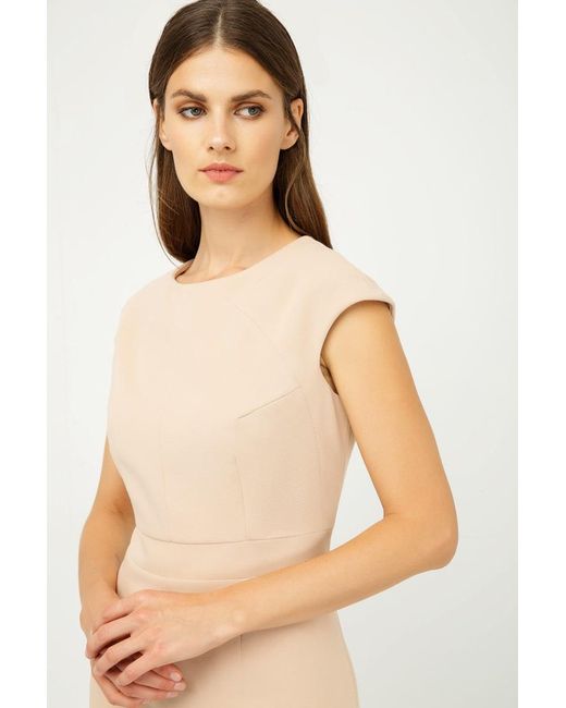 Conquista Natural Neutrals Solid Colour Dress With Cap Sleeves Creme Color