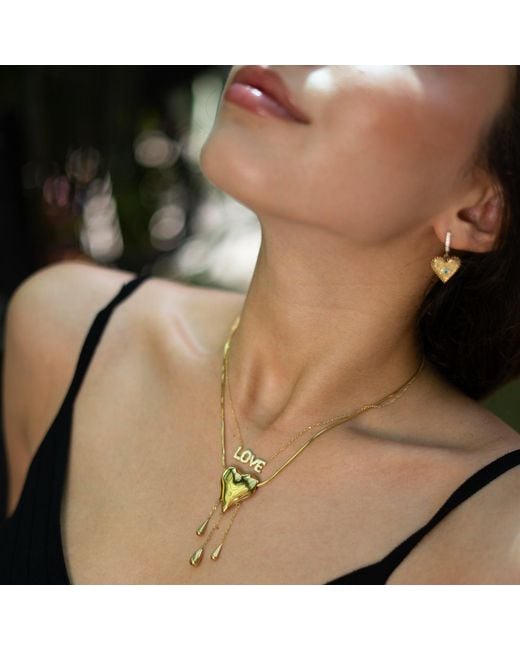 Ebru Jewelry Metallic Golden Tears Of Love Necklace