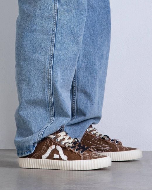 Springa | Unique Vulcanized Sneakers Italian Handmade Brown Wavy Olona Sneakers for men
