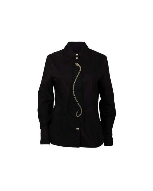 Laines London Black Laines Couture Hand Embellished & Snake Tie Shirt