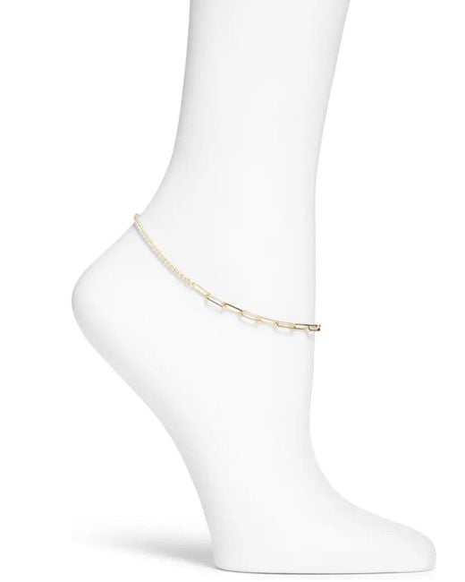 SHYMI Metallic Half Tennis Half Paper Clip Anklet