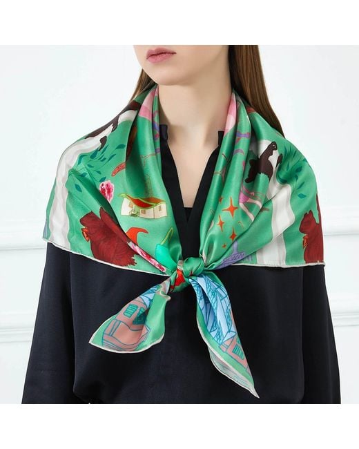 Soft Strokes Silk Green Toronto Pure Silk Large Square Scarf