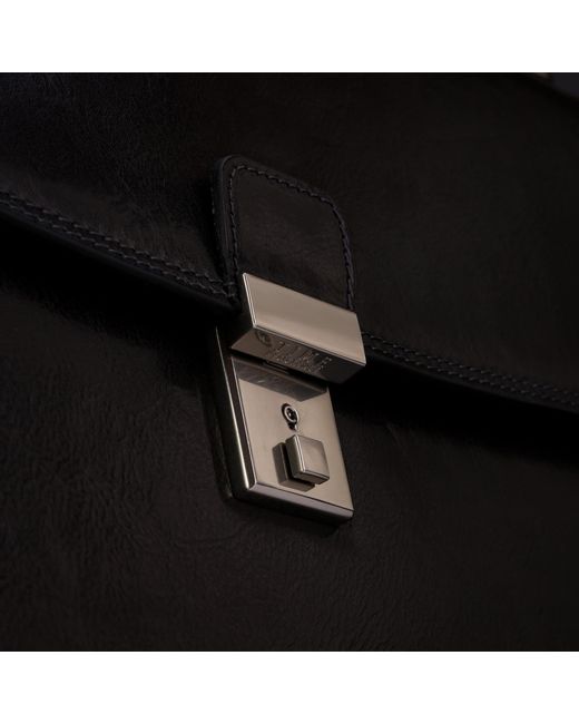Time Resistance Black Leather Briefcase