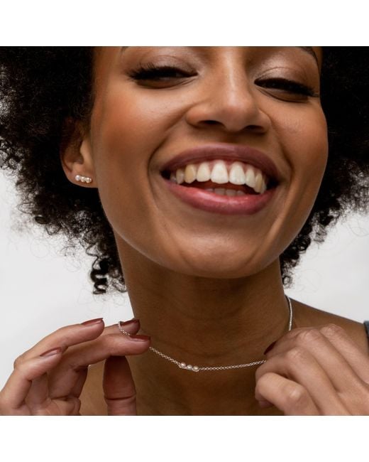 Dower & Hall Metallic Timeless Triple Pearl Bar Studs