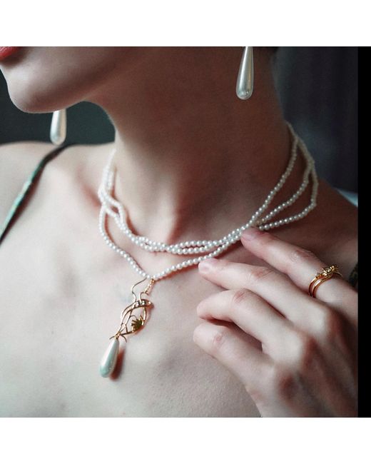 Retro Chic Metallic Lily Of The Valley Necklace
