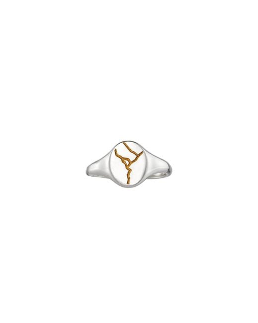 Posh Totty Designs Metallic Sterling Silver Oval Kintsugi Signet Ring