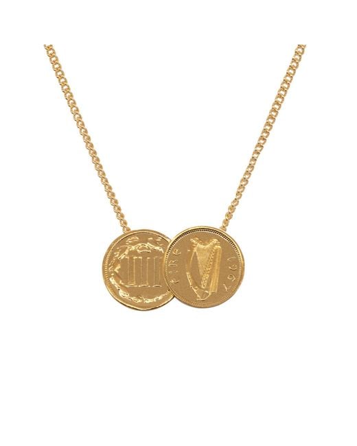 Katie Mullally Metallic American Irish Double Coin Necklace Plated