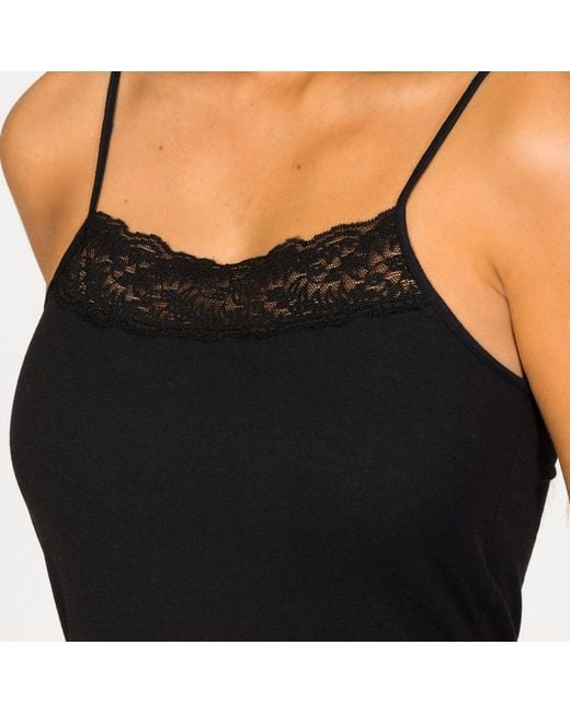 Zd - Zero Defects Black Afrodita Lace Spaghetti Top – Soy Fiber Softness & Elegance