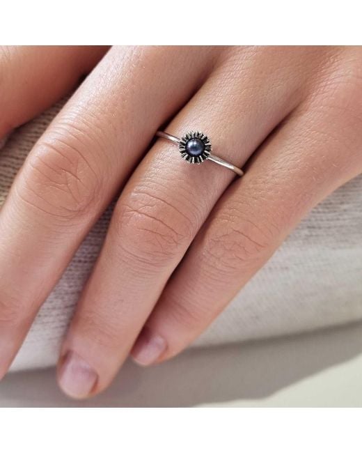 Lee Renee Metallic Dahlia Bud Peacock Pearl Ring