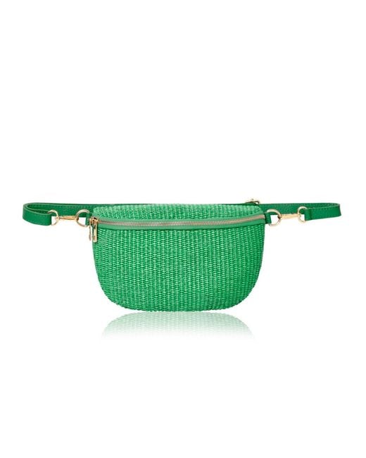 Betsy & Floss Green Enna Raffia Crossbody And Waist Bag