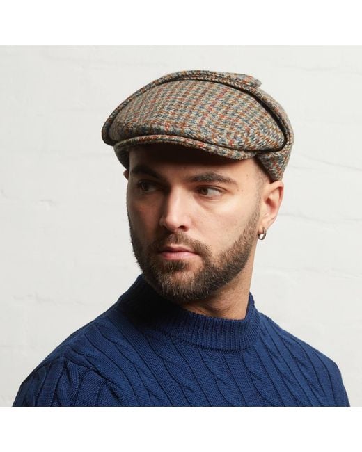 Dasmarca Hats Green Logan Forest Tweed Wool Checks Italian Cap With Earflaps Trapper for men