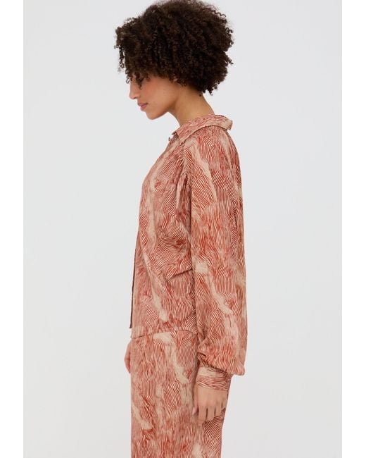 Raffya Natural Ginger Button Down Tiger Print Shirt