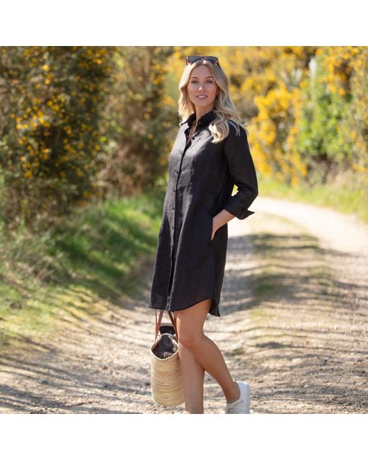 Antra Designs Black The Classic Linen Shirt Dress