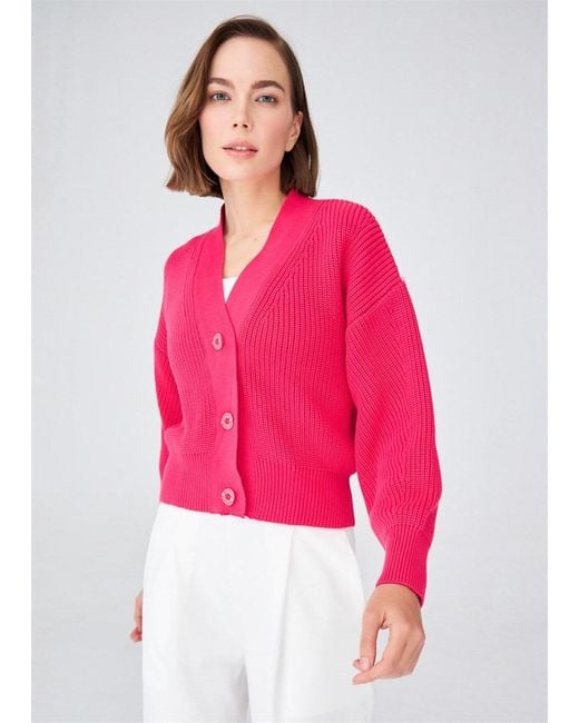 Peraluna Red Olivia V-Neck Cardigan