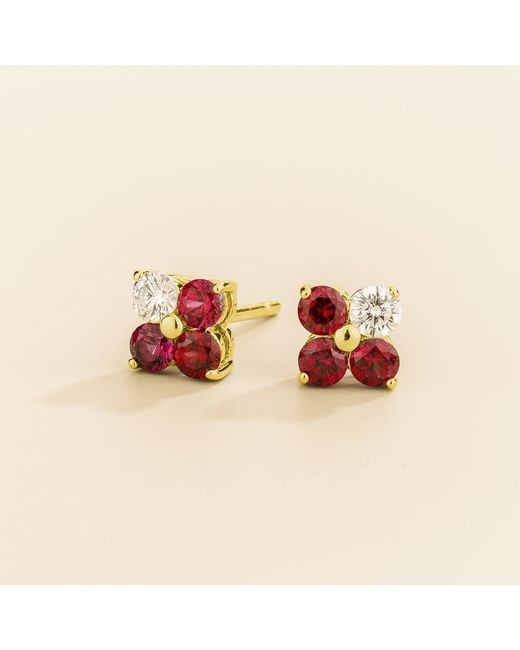 Juvetti Red Clover Ruby & Diamond Earrings