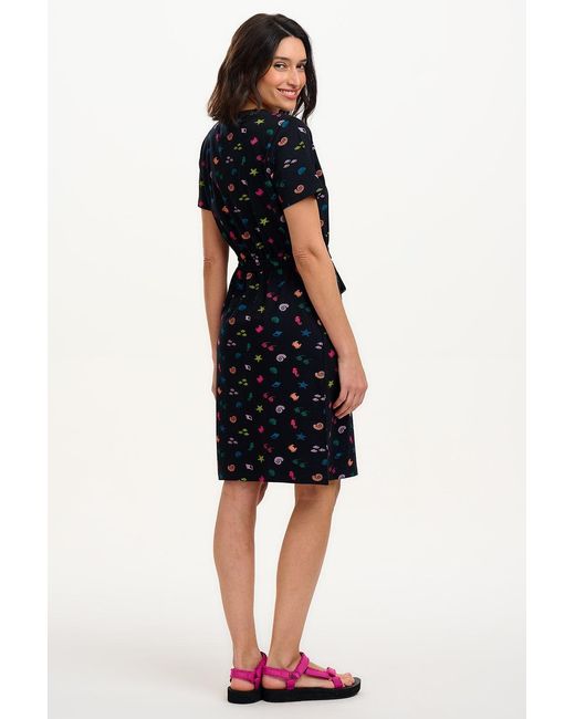 Sugarhill Black Joelle V-Neck Jersey Mini Dress, Multi, Underwater